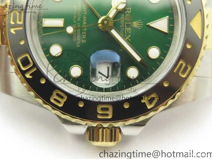 0504 GMT Master II 116713 GMF 904L Steel Edition Green Dial on SS YG Bracelet A Lightweight 3386